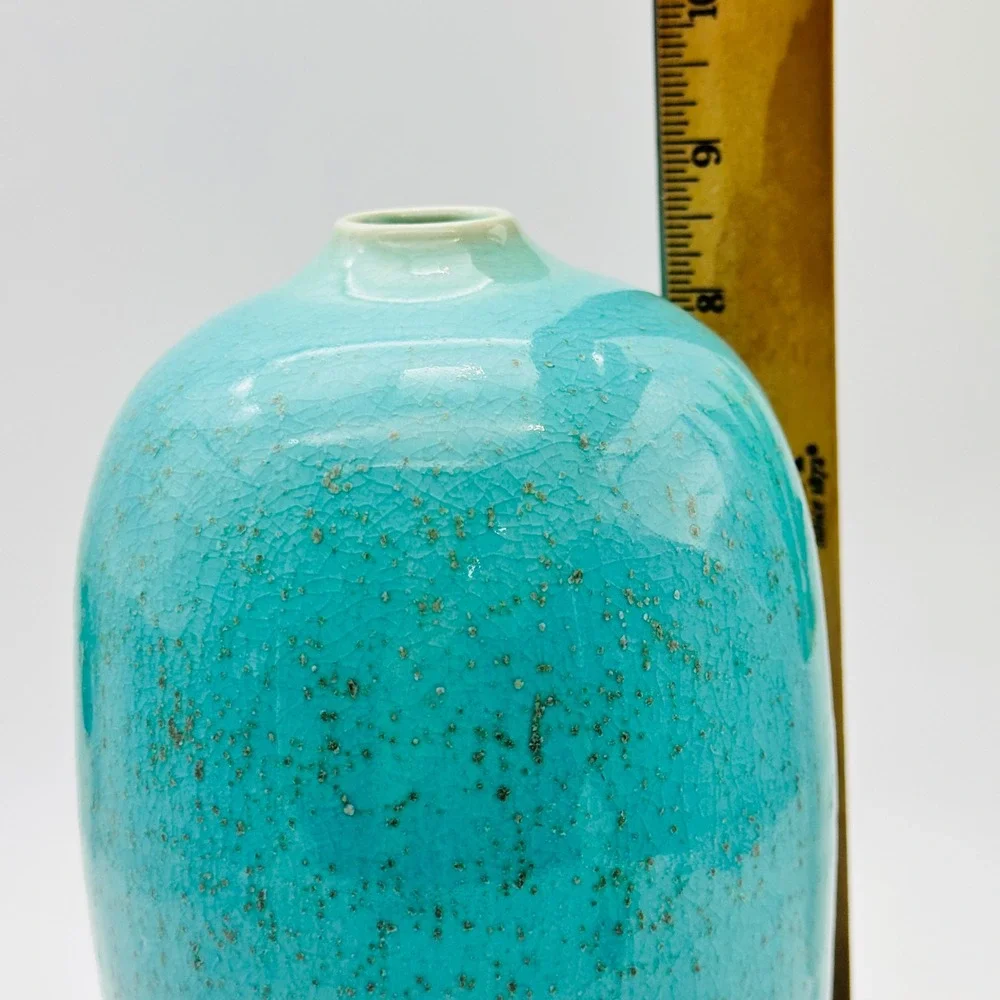 Ben Owen III Studio North Carolina Pottery Turquoise Crystalline Vase 2013
